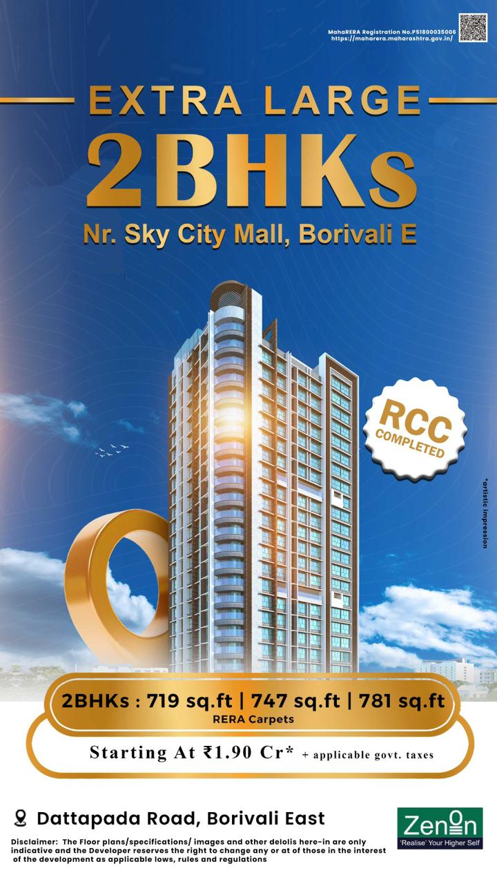 Affordable spacious 2BHK apartments at Zenon Borivali East with natural landscape and modern amenities